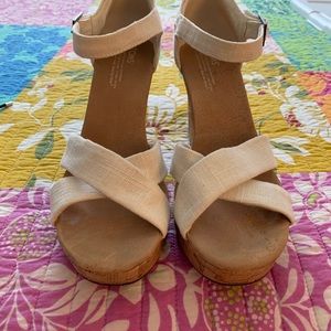 TOMS cork wedge heels